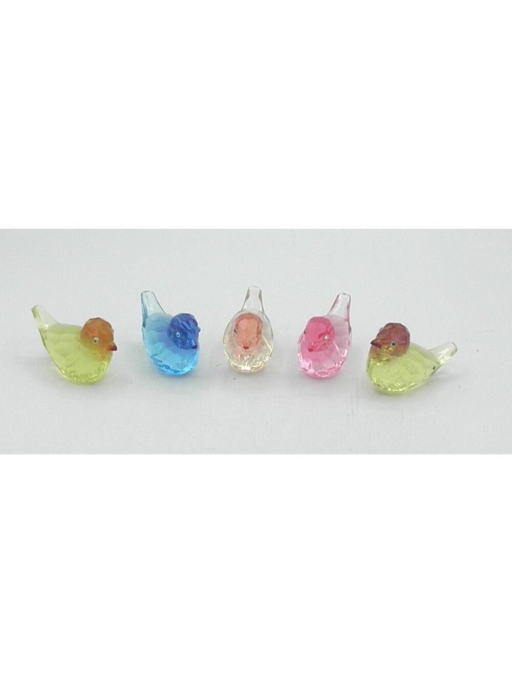 VTG Acrylic Lucite Faux Faceted Crystal Baby Bird Figurine Colorful Lot of 5